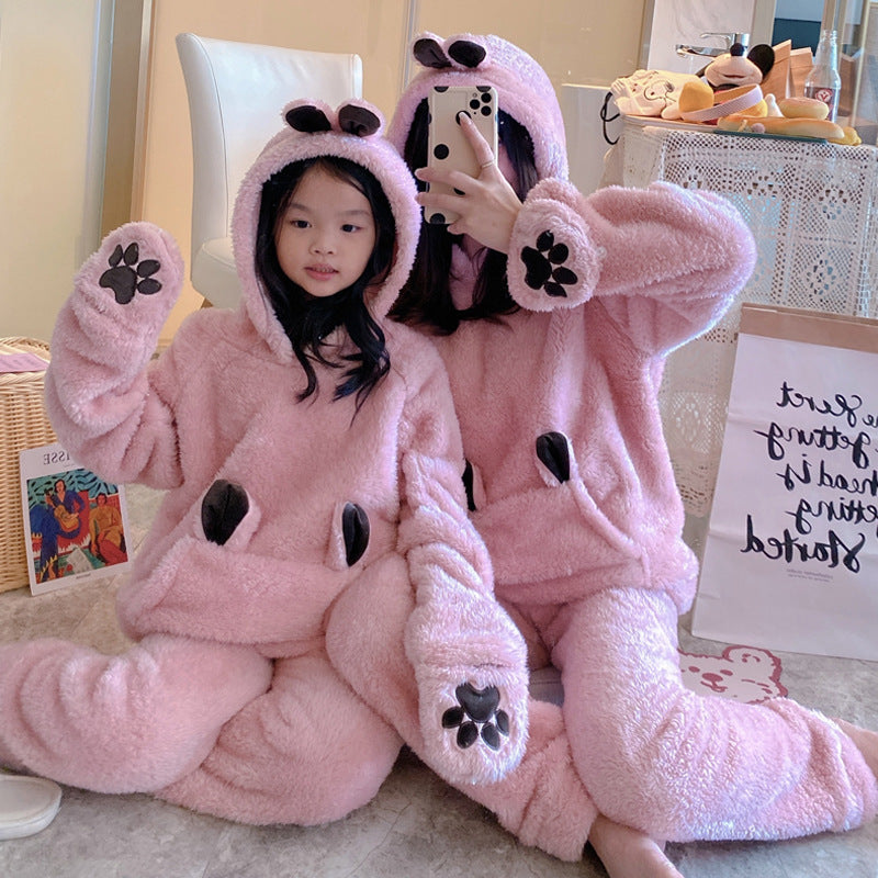 Thicken Boy's Coral Fleece Homewear Parent-child Wear Winter