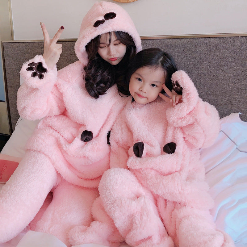 Thicken Boy's Coral Fleece Homewear Parent-child Wear Winter