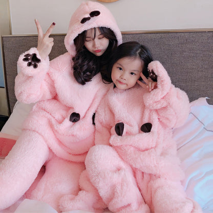 Thicken Boy's Coral Fleece Homewear Parent-child Wear Winter